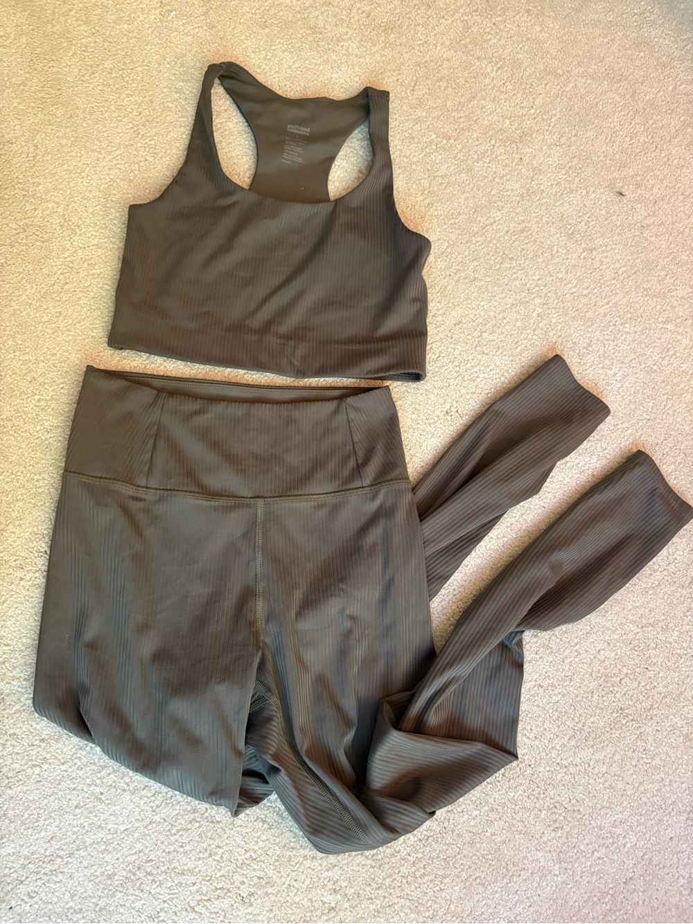 Matching Set - Girlfriend Collective Green Ribbed - Picture 2 of 2